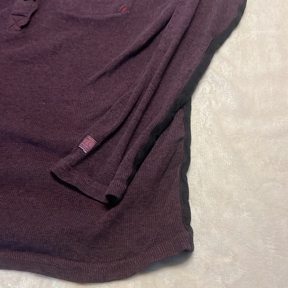 Cutter & Buck Distressed Henley Men’s Ribbed Knot Long Sleeve sz L Maroon - Picture 5 of 11